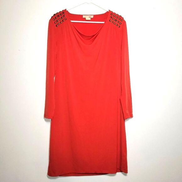 Michael Kors Studded Long Sleeve Red Dress 1X - Picture 1 of 9
